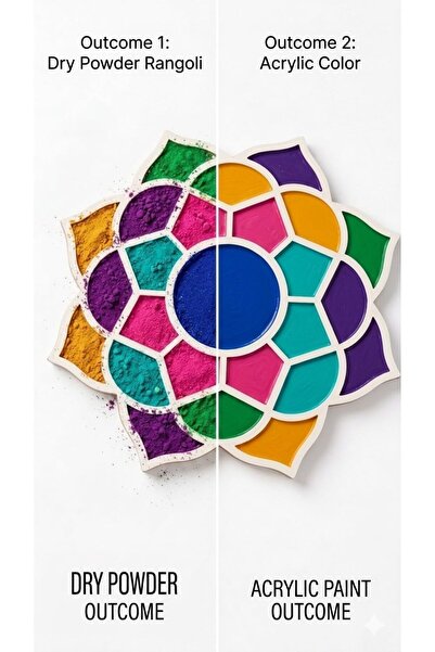 Generic Divine Design Lotus Flower Rangoli Tray Stencil, MDF, Multicolour, Mandala Design, Festive Diwali Decor