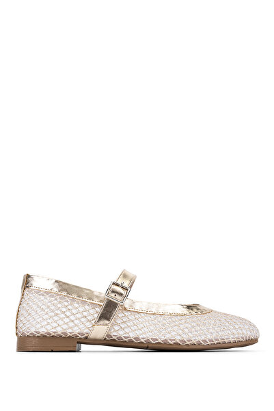 Tamer Tanca Women's Faux Leather/Textile Gold Ballerina Shoes