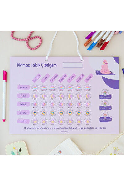 lamel shop Namaz Takip Çizelgem | Kişiselleştirilebilir | Kız-Pembe