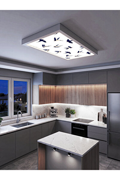 Gökyüzü Panel Kuşlar 60x120 106W, Sıva Üstü, Güçlü Led Aydınlatma, Tavan Arma...