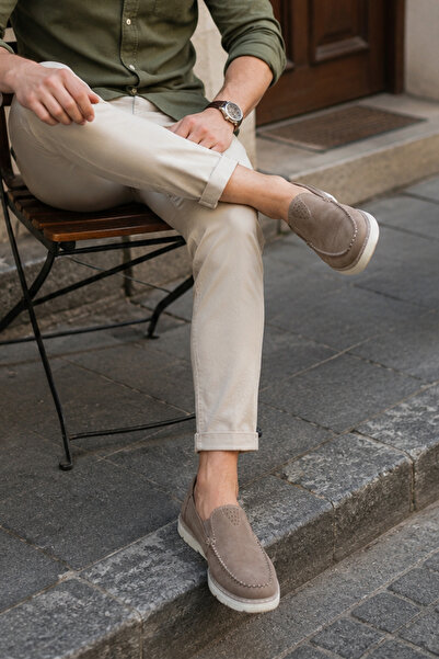 Ayakkabı Vakti Mink Genuine Nubuck Leather Comfort Casual Men's Shoes