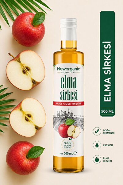 New Organic Geleneksel Elma Meyve Sirkesi 500ml || Katkısız ve Koruyucusuz