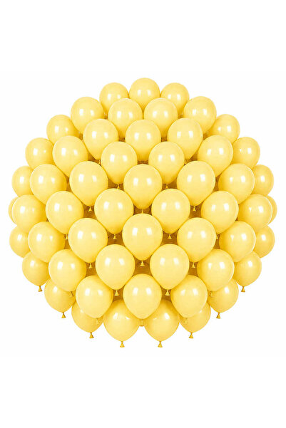 BeySüS Yellow Color Latex Macaron Balloon (30 cm) - 50 Pieces