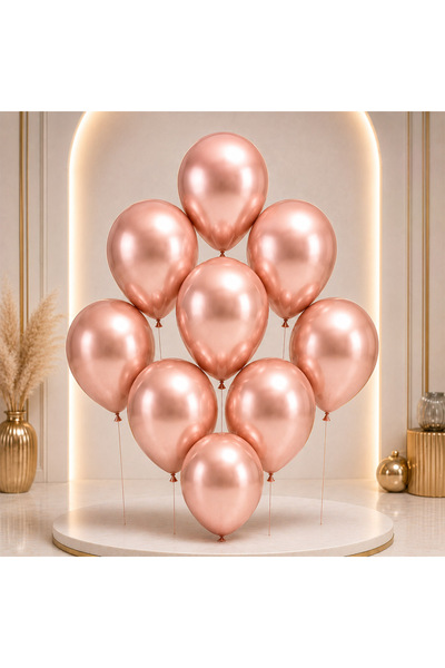 BeySüS Rose Gold Color Latex Chrome Balloon (30 cm) - 50 Pieces