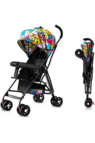 HI-FINE Lightweight Foldable Stroller, Large Storage Basket, Anti-Shock & Loc...