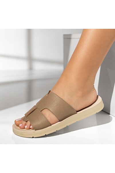 Modlet.ro Women's khaki flat casual mules EVA19
