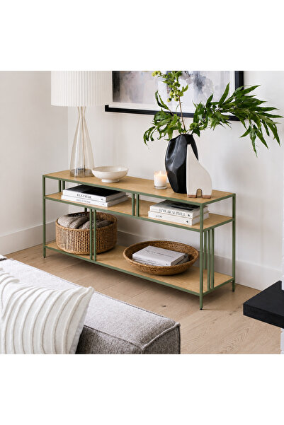 AVİBO HOME Urban Ahşap Raflı Metal Gövdeli Çok Amaçlı Konsol TV Ünitesi Kitap...