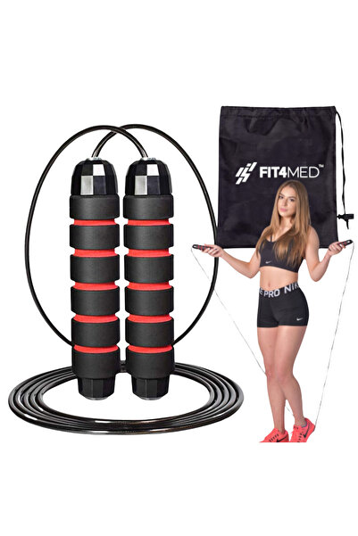 Mardil Steel Jump Rope Ball Bearing FIT4Med 300 cm Black/Red, Crossfit Cardio