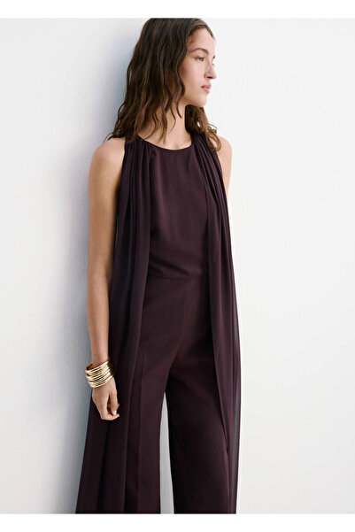 MANGO Woman Uzun kollu yırtmaçlı jumpsuit