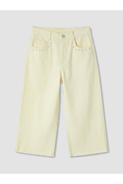 LC Waikiki Vizyon New Season Stoned Wide Leg Girls' Jean Shorts