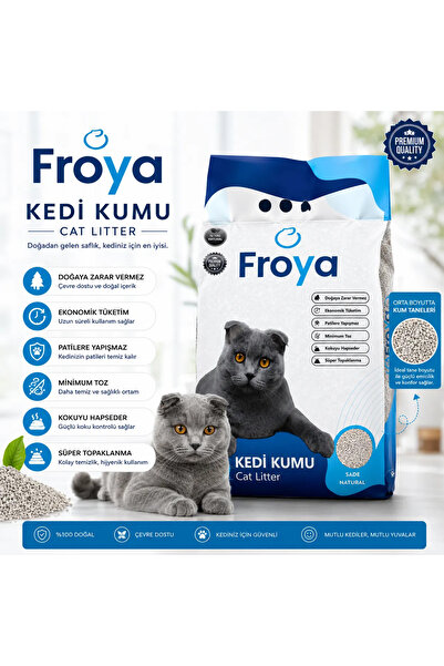 Genel Markalar Froya Kokusuz Sade Kedi Kumu 10 Lt Orta Taneli Doğal Topaklana...