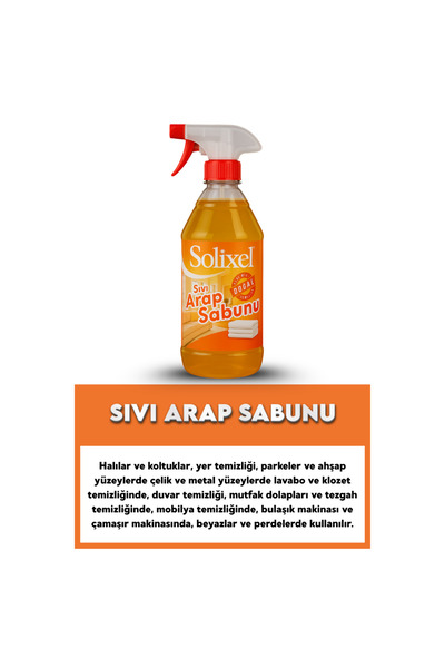 SOLİXEL Narenciye Kokulu Arap Sabunu Sprey 6 Adet ve Çamaşır Sodası Beyazlatıcı Optik 6 Adet
