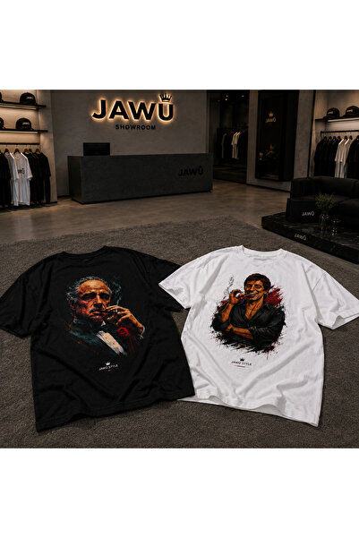 JAWÜ STYLE Pachet de 2 tricouri supradimensionate cu imprimeu grafic BABA SIRT
