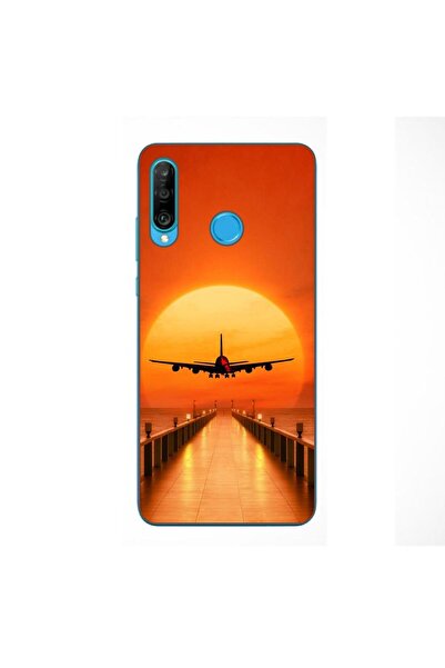 OEM Husa compatibila cu Huawei P30 Lite Silicon Gel Tpu Model Airplane Sunset