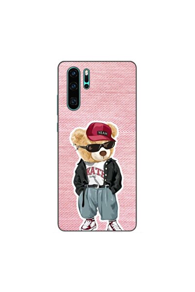 OEM Θήκη συμβατή με Huawei P30 Pro Σιλικόνης Gel TPU Μοντέλο Ροζ Τζιν Αρκουδάκι