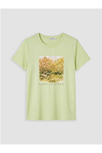 LC Waikiki New Season Green Crew Neck Printed Women's T-Shirt