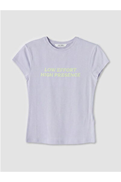 LC Waikiki New Season Lilac Crew Neck Printed Women's T-Shirt