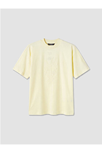 LC Waikiki New Season Yellow Embroidered 100% Cotton Women's T-Shirt