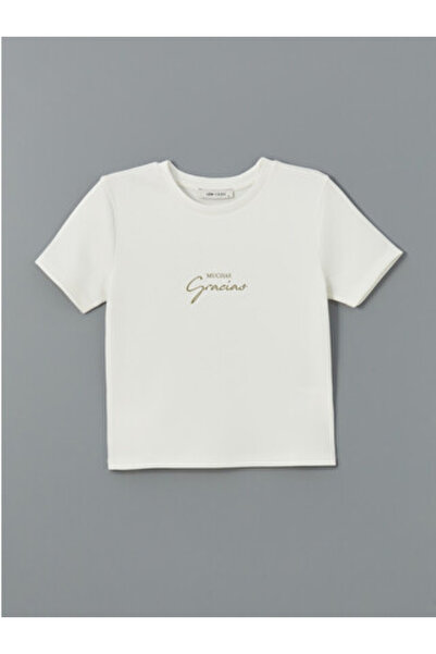 LC Waikiki New Season White Crew Neck Printed Women's T-Shirt