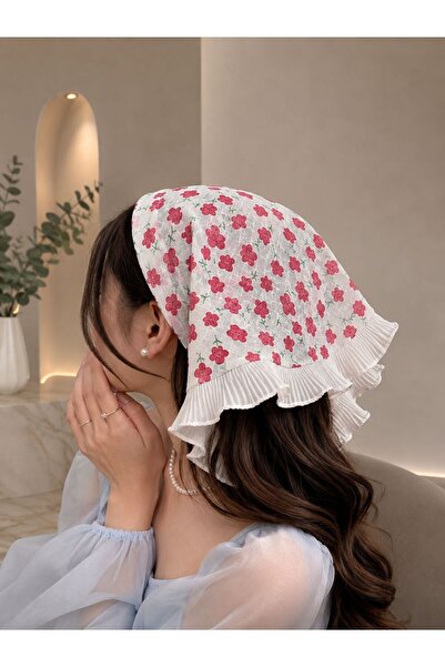 EMKSHOP Red Ruffle Detailed Bohemian Crown Bandana