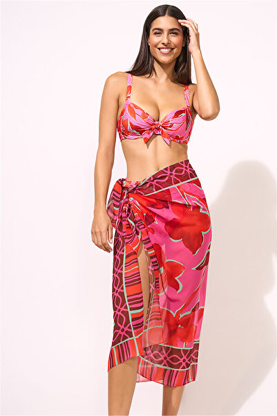 LİDEA Kadın G-Lidea Fused Florals Pareo Pembe