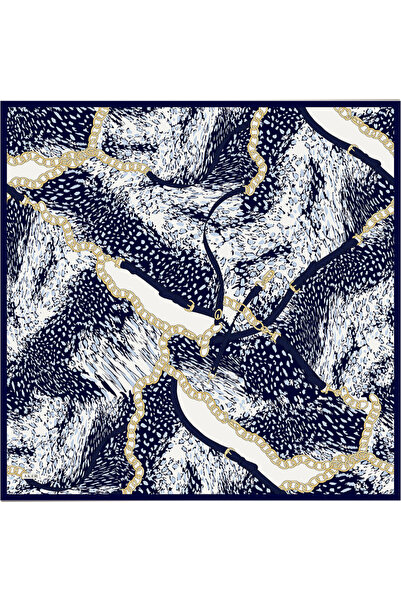 Aker Navy Blue 90X90 Silk Twill Scarf