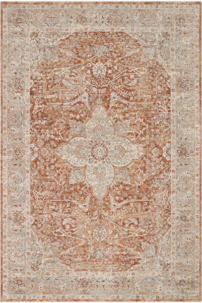 Cool Halı Bergama Modern Klasik Toprak Kiremit Vintage Halı Premium Eskitme D...