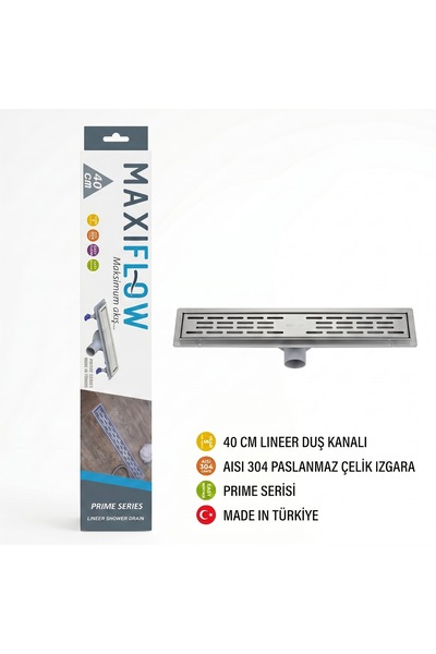 Paslanmaz Izgaralı Plastik Gövdeli Duş Kanalı Ø 40 CM Çıkışlı