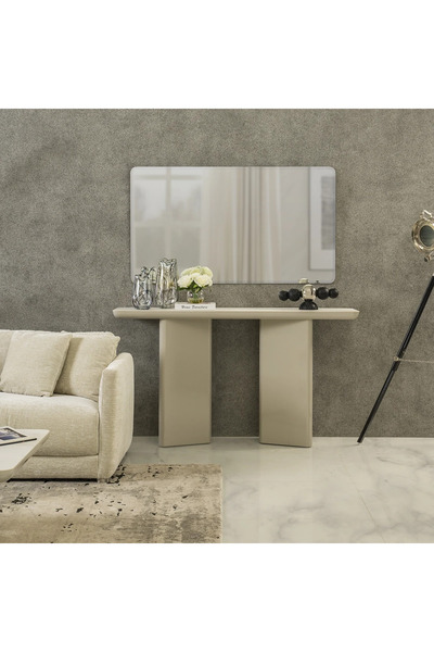 Midas Furniture طقم كونسول خشبي مع مرآة 140X45X80 سم رمادي