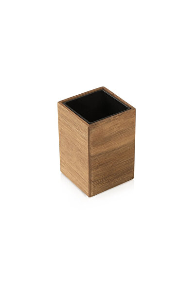 Midas Furniture Wooden Tooth Brush Holder Brown