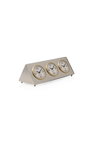 Midas Furniture ساعة طاولة معدنية 41×7×13 سم فضية