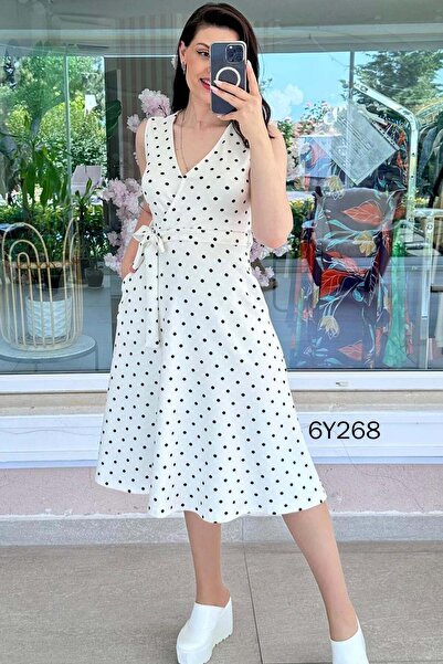 İnce Topuk Double-Breasted Collar Modal Fabric Dress 6Y268
