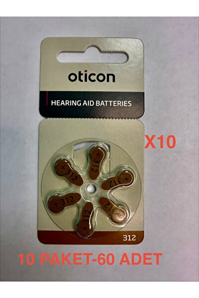 Oticon 312 Numara Kulak Cihaz Pili- 10 PAKET-60 ADET