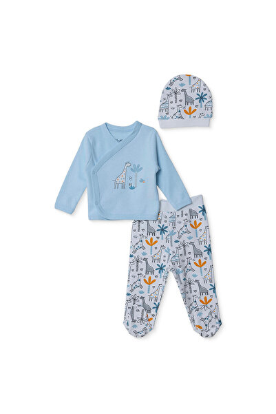 ebebek Hello Baby HelloBaby Erkek Bebek Zıbın-Şapka-Alt Hayvan Baskılı Çıtçıt...