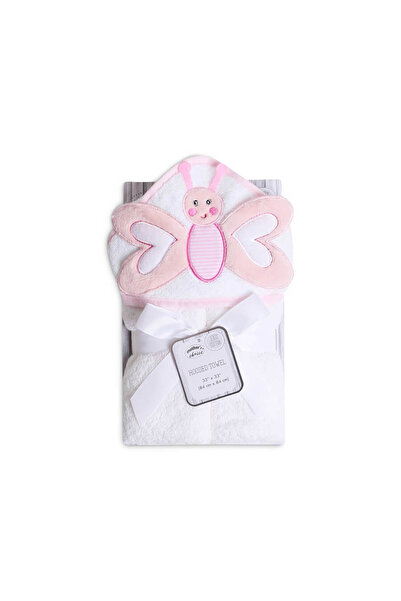 Mother's Choice Baby Hooded Towel 100% Cotton, Pink Butterfly, 84x84 cm