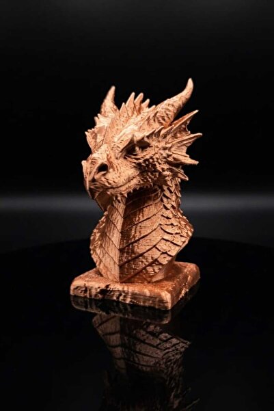 Marchen Collection Ejderha Figürü, 3D Baskı Ejderha Biblosu, Bronz Renk 10cm