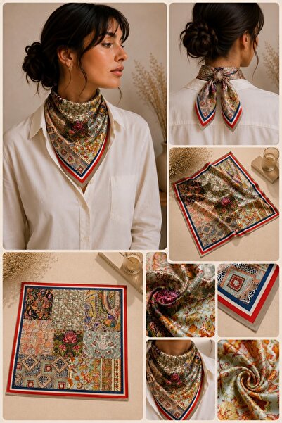 Mavi Masal Combinație elegantă cu model de primăvară, eșarfă colorată complem...