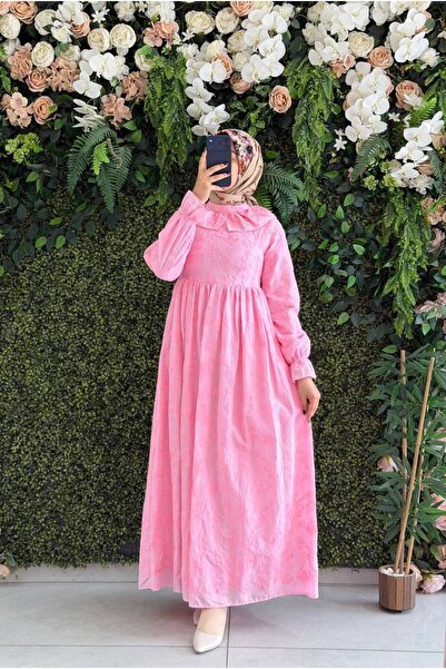 Moda Fatma pamuk keten dijital astarlı Elbise