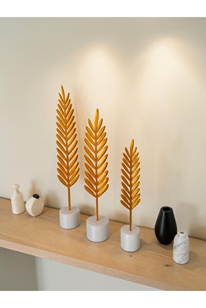 3-Piece Leaf Motif Desktop Decorative Trinket Set Stylish Home Office Accessory Gold