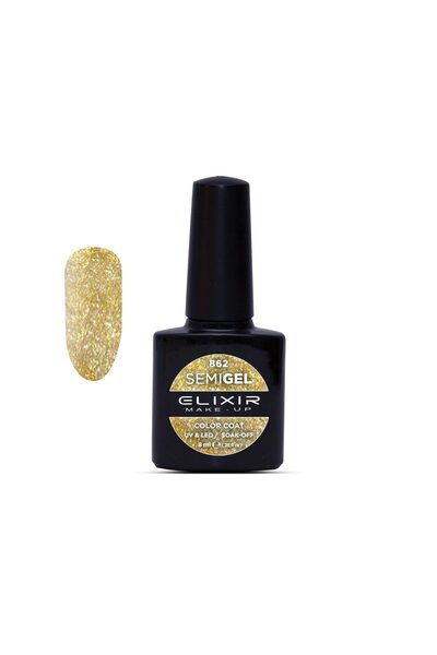 Elixir SEMI GEL (ΗΜΙΜΟΝΙΜΟ ΒΕΡΝΙΚΙ) - 862 (GLITTER Gold-coloRed) 8ML