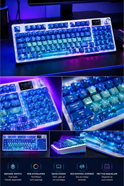ideal STORE MOFAN MF1705 Kablosuz Mekanik Gaming Klavye RGB Blue Switch