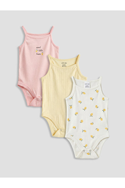 LC Waikiki Set de 3 body-uri imprimate cu capse pentru fetițe