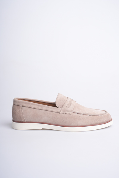 Fame Step Hakiki Deri Erkek Loafer Ayakkabı Bej Süet Günlük Rahat Casual Moka...