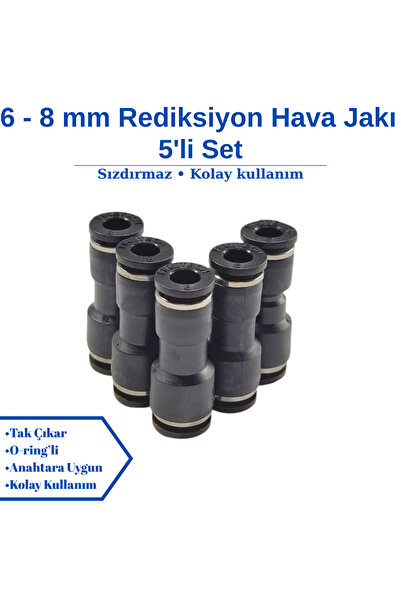 Firetech 8 - 6mm Redüksiyon Hava Jakı - Pnömatik Jak - Hortum Jakı - Ekleme Jakı