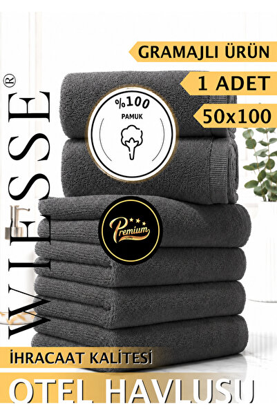 WİESSE 50x100 ANTRASİT HAVLU - PREMIUM KALİTE - 270 GR