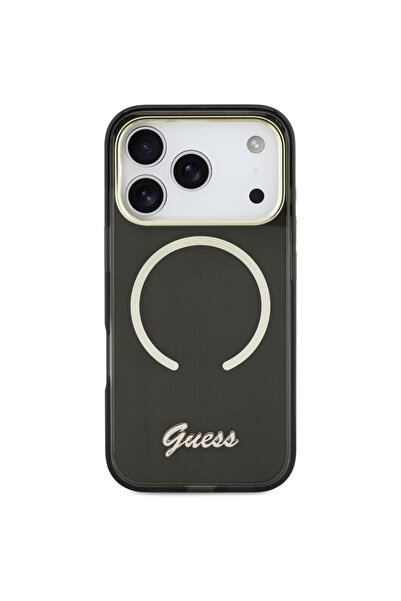 Guess IML Script Μεταλλική Θήκη MagSafe για iPhone 17 Pro Max Μαύρη