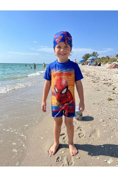 tusem butik homewear Boy's Blue Red Cute Character Patterned Short Sleeve Pro...