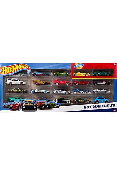 HOT WHEELS مجموعة من 20 سيارة لعبة مصبوبة للأطفال، بتصاميم وألوان متنوعة