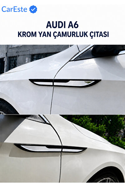 CarEste Audi A6 Krom Yan Çamurluk Çıtası Parlak Krom 4 Parça 3M Bantlı Araca ...