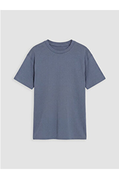 LC Waikiki New Season Blue Crew Neck Basic Boy's T-Shirt